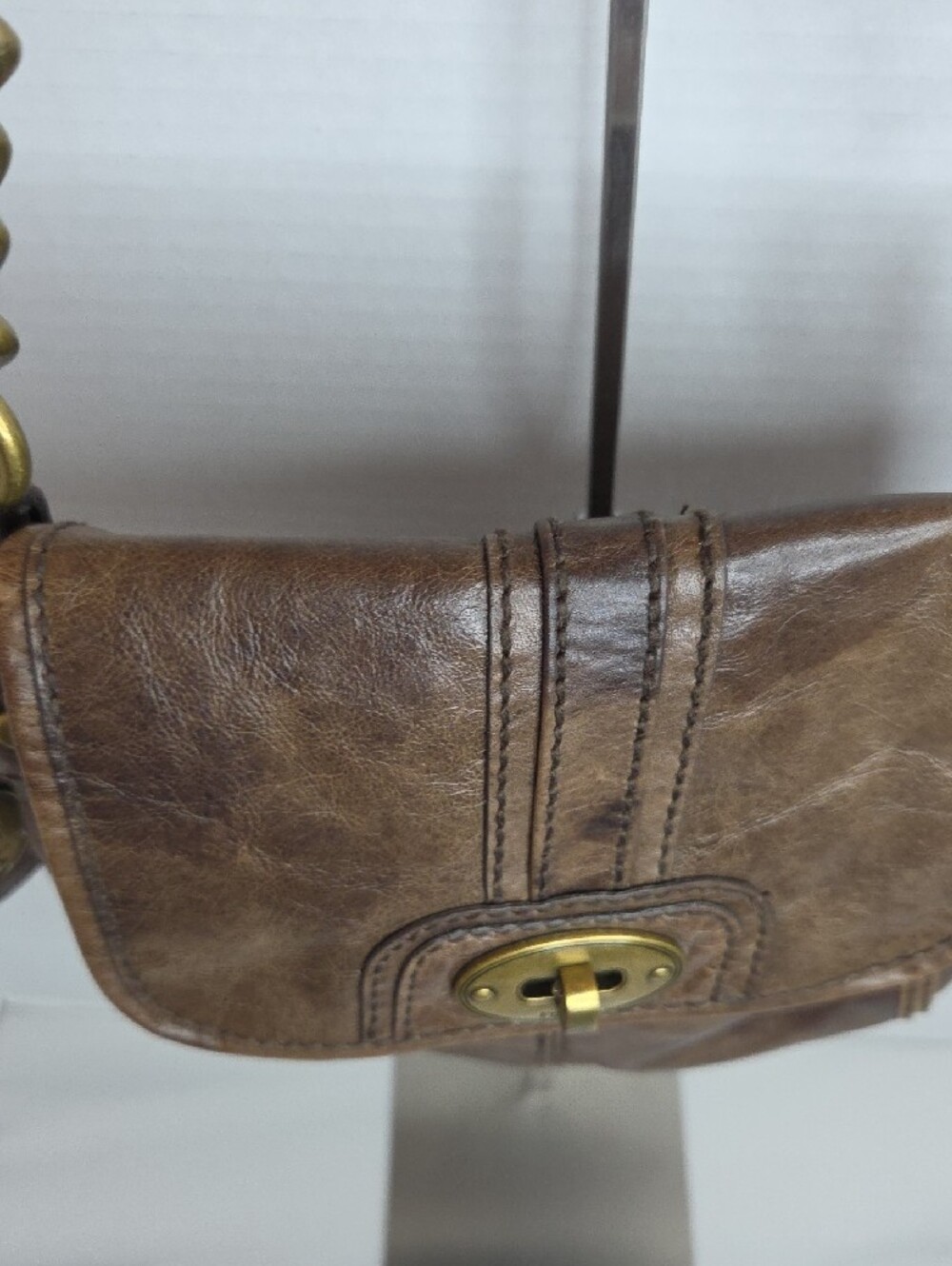 Vintage Fossil Brown Leather Shoulder Bag - Picture 4 of 11